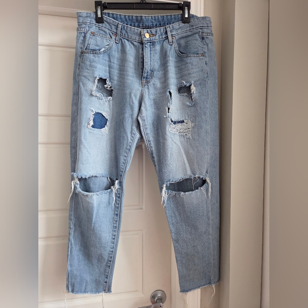 Women's Straight Leg‎ Distressed Mossimo Jeans - Light Blue